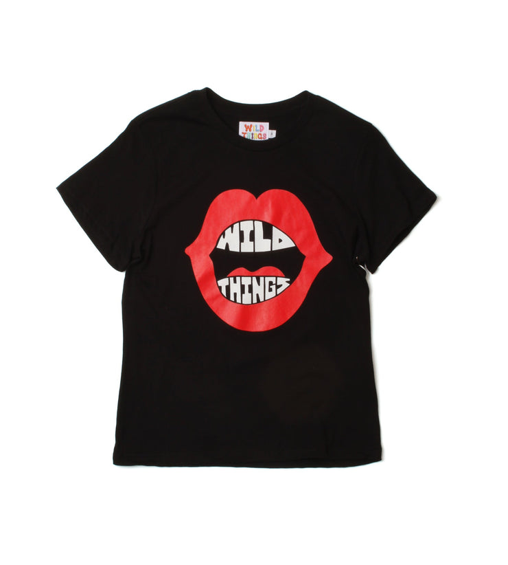 Paul McNeil Lips T-shirt Black (Womens) - Wild Things