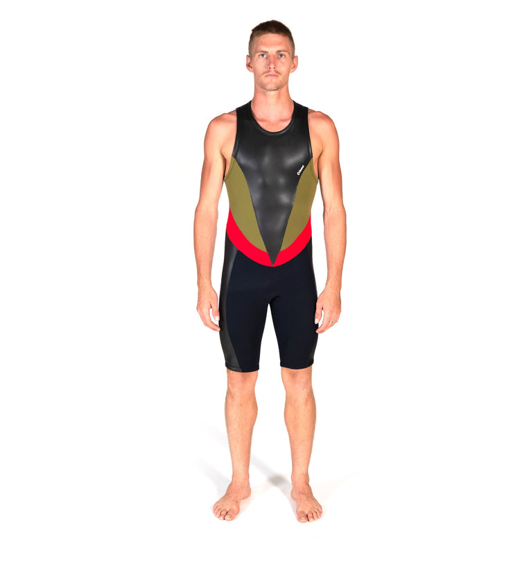 Slice Short John Olive/Red (Mens) - Wild Things