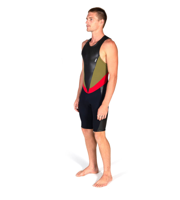 Slice Short John Olive/Red (Mens) - Wild Things
