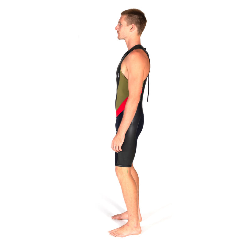 Slice Short John Olive/Red (Mens) - Wild Things