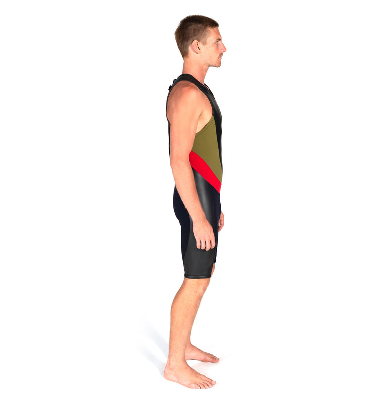 Slice Short John Olive/Red (Mens) - Wild Things