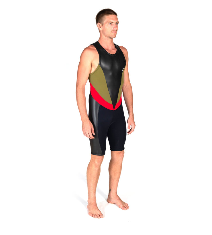 Slice Short John Olive/Red (Mens) - Wild Things
